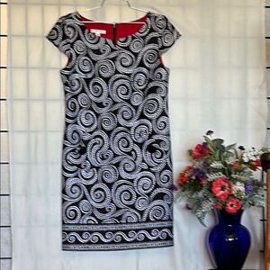 London Times Black and White Sheath Midi Dress. Size 10